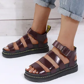 2024 New Cross-border Plus Size Summer Women's Sandals Thick Sole Exposed Finger Fashion Fashion Beach Roman Shoes