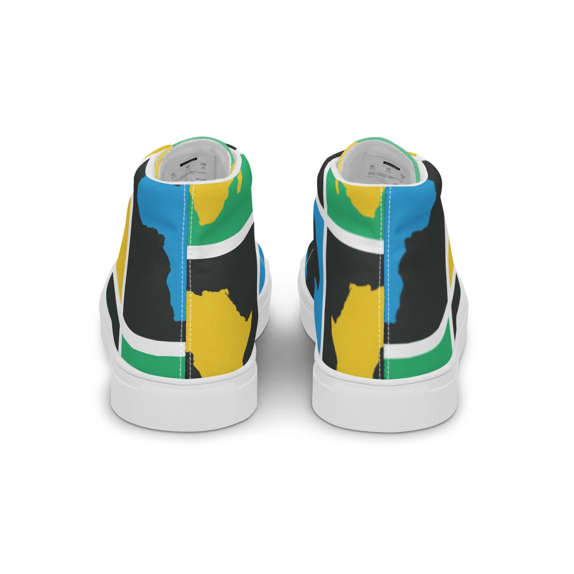 AFRICA WARHOL Men’s High Top Canvas Shoes (Yellow, Green, Turquoise)