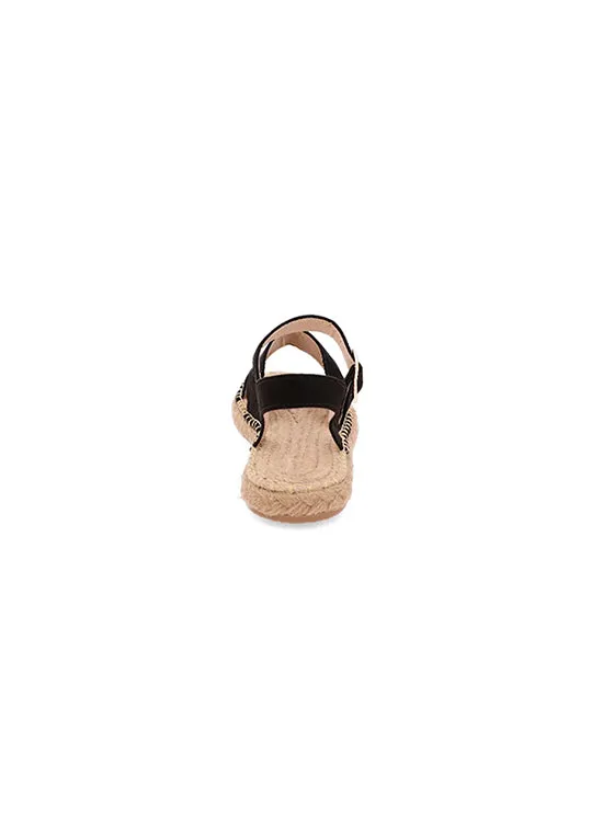 Black Bast Jute Sandals for woman