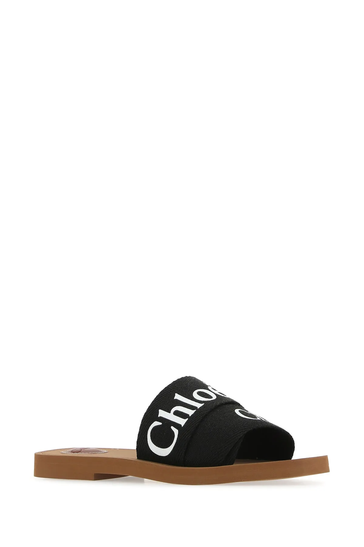 Black linen Woody slippers