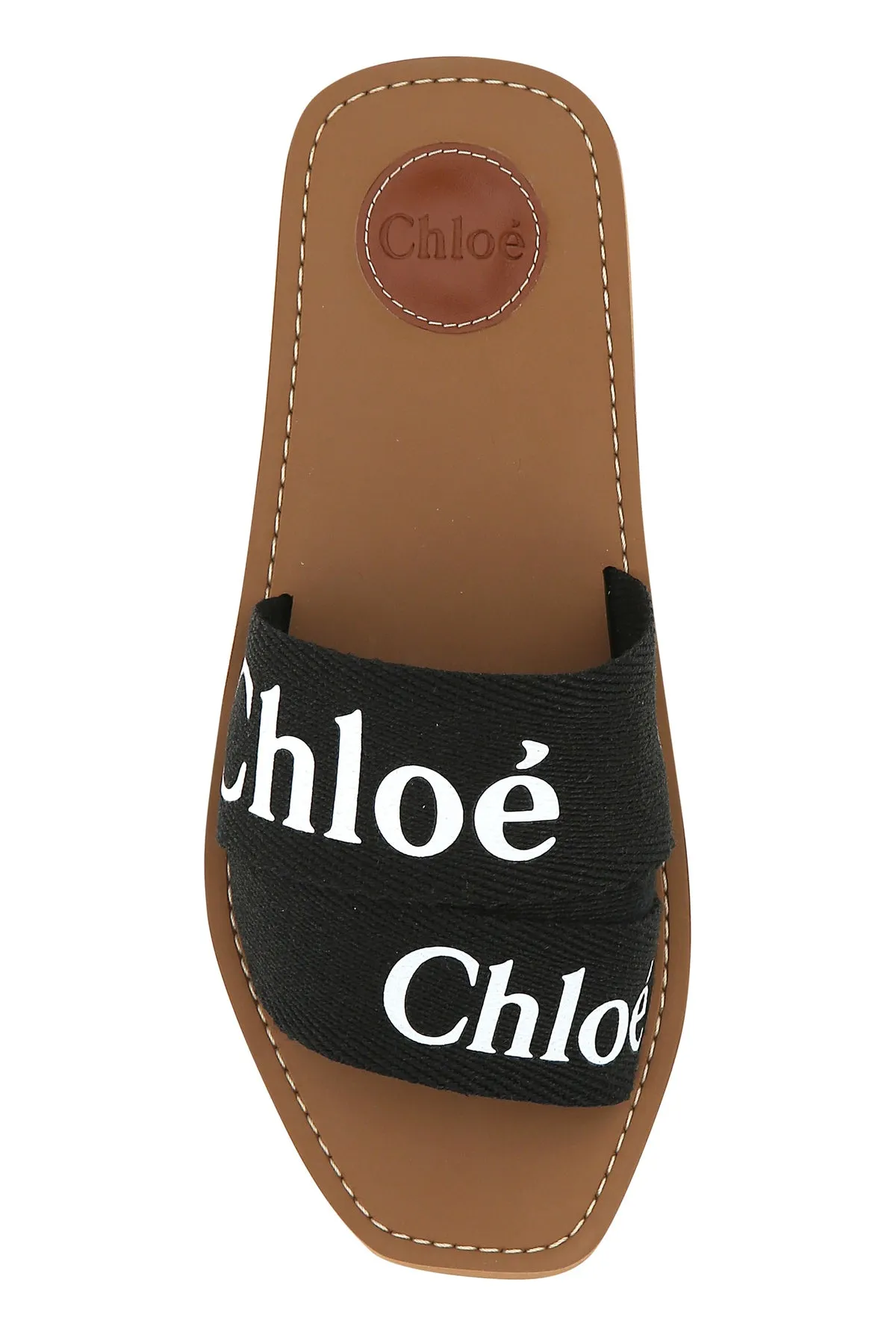Black linen Woody slippers