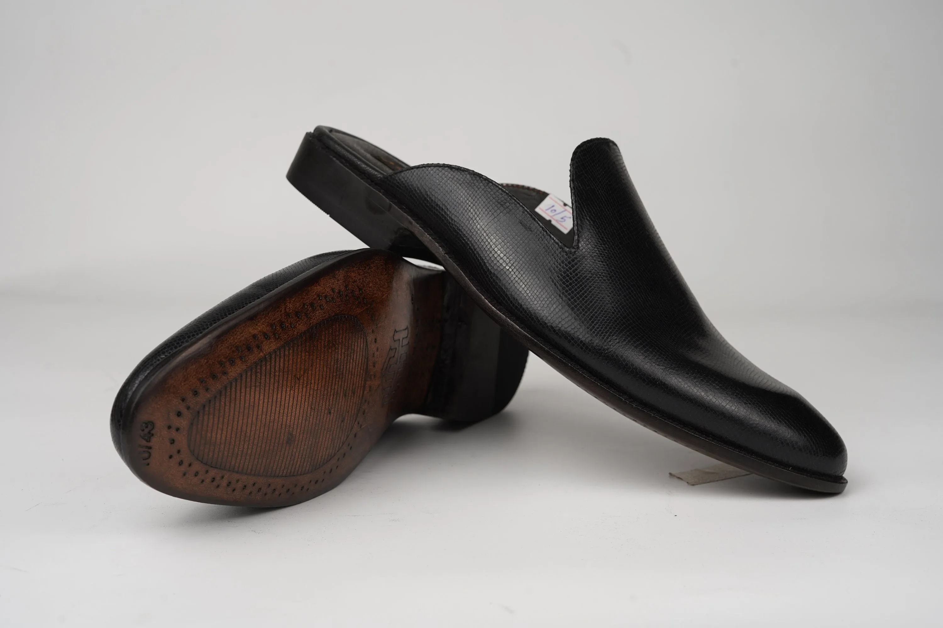 Black Whole Cut loafer Backless Slip On Mule Custom Made-To-Order Shoes  Premium Quality Handmade Patent leather