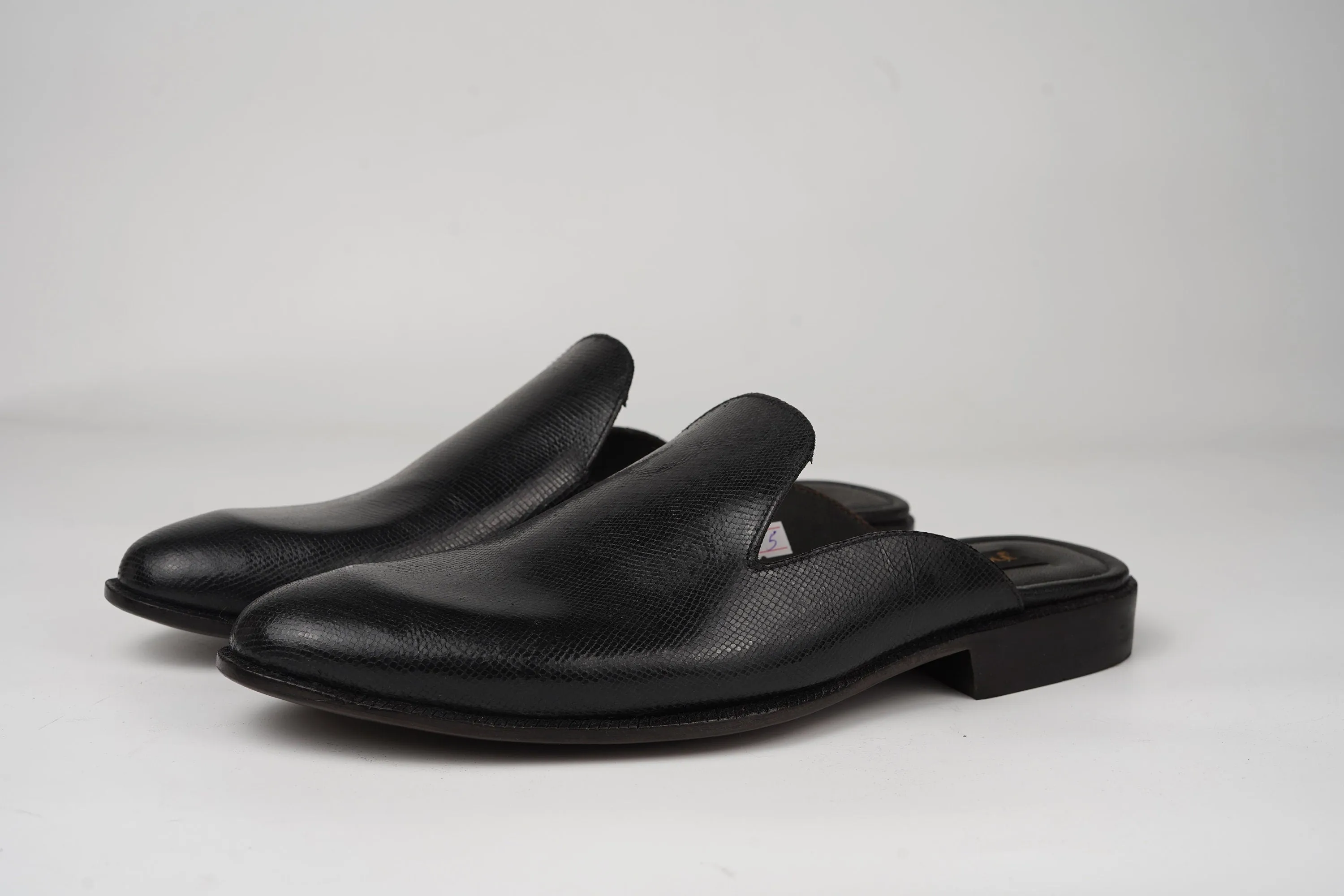 Black Whole Cut loafer Backless Slip On Mule Custom Made-To-Order Shoes  Premium Quality Handmade Patent leather