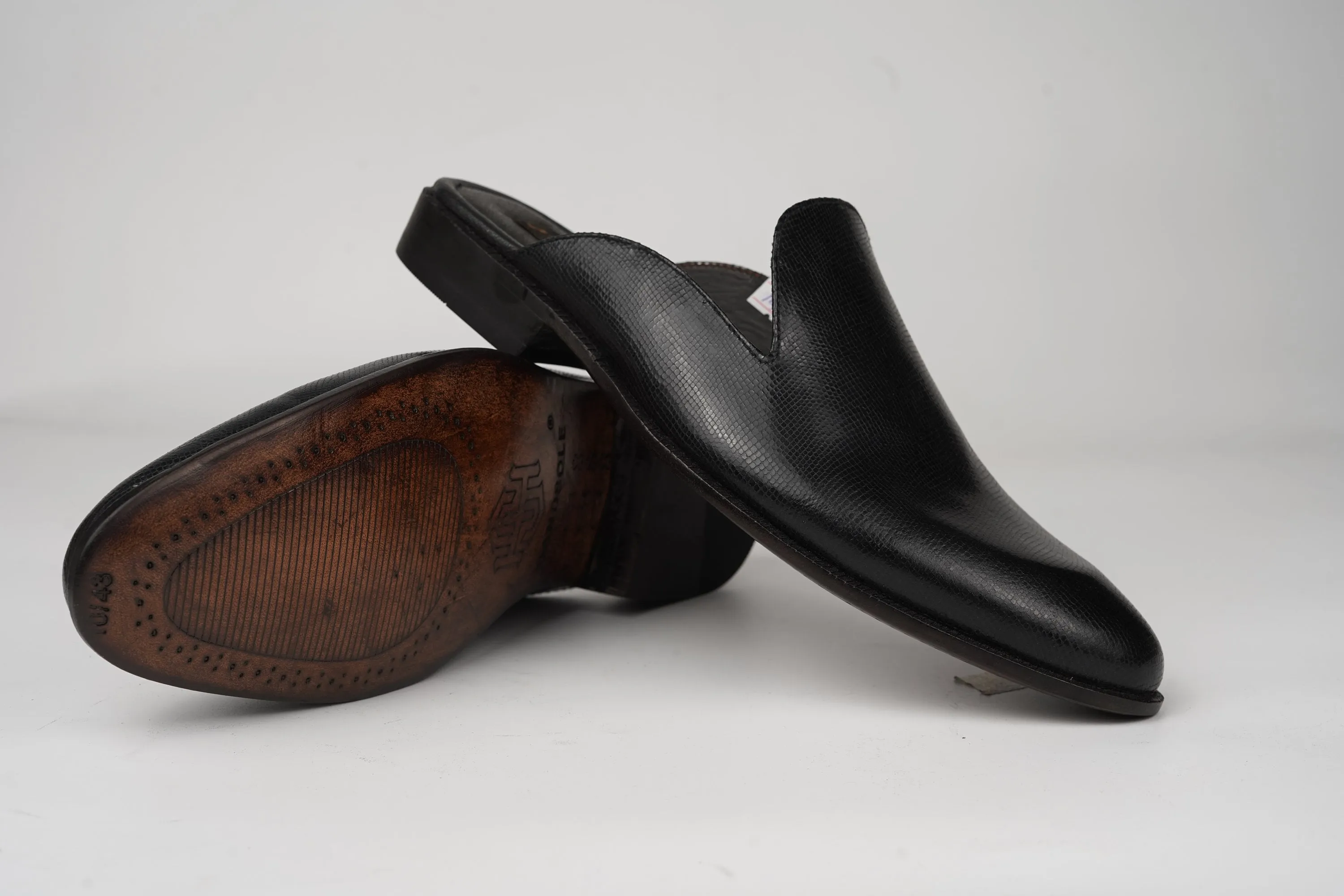 Black Whole Cut loafer Backless Slip On Mule Custom Made-To-Order Shoes  Premium Quality Handmade Patent leather