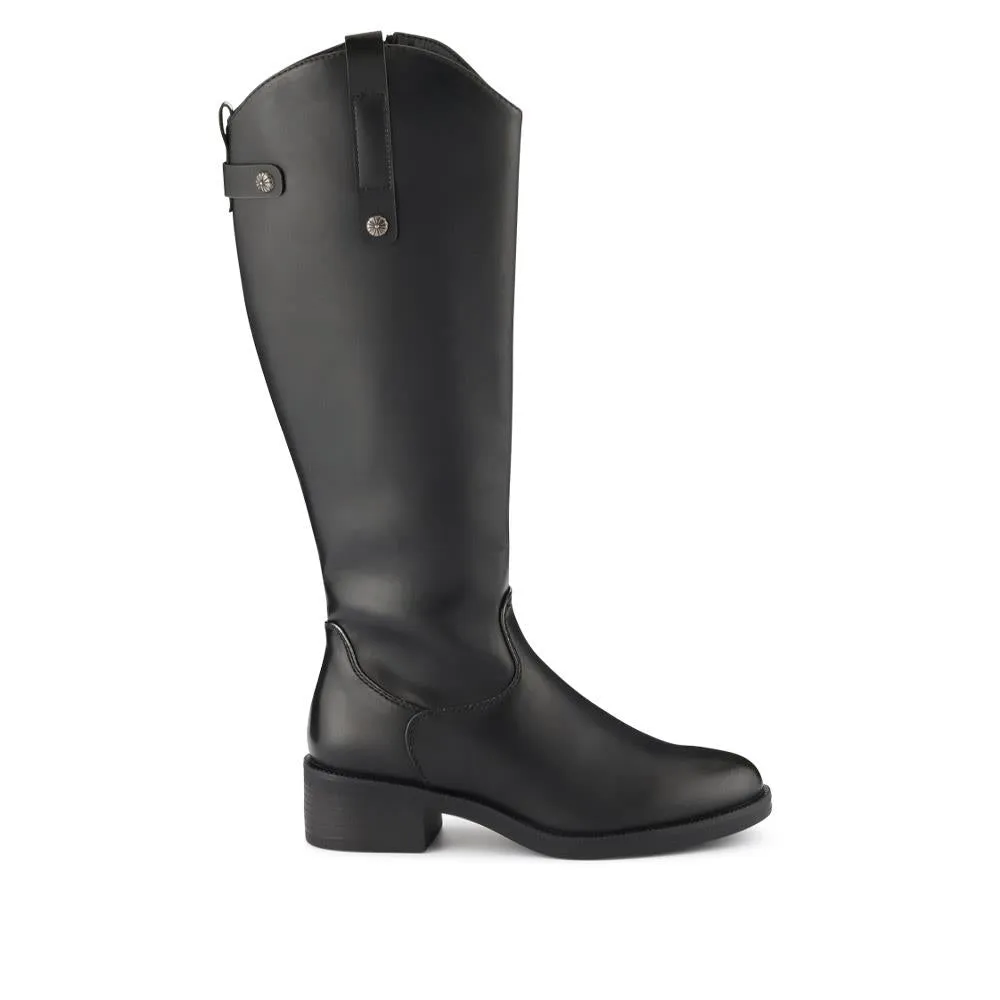 Block-Heeled Slip-On Long Boots - WOIL40015 / 325 916