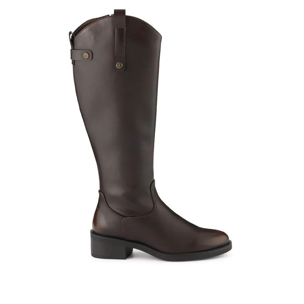 Block-Heeled Slip-On Long Boots - WOIL40015 / 325 916