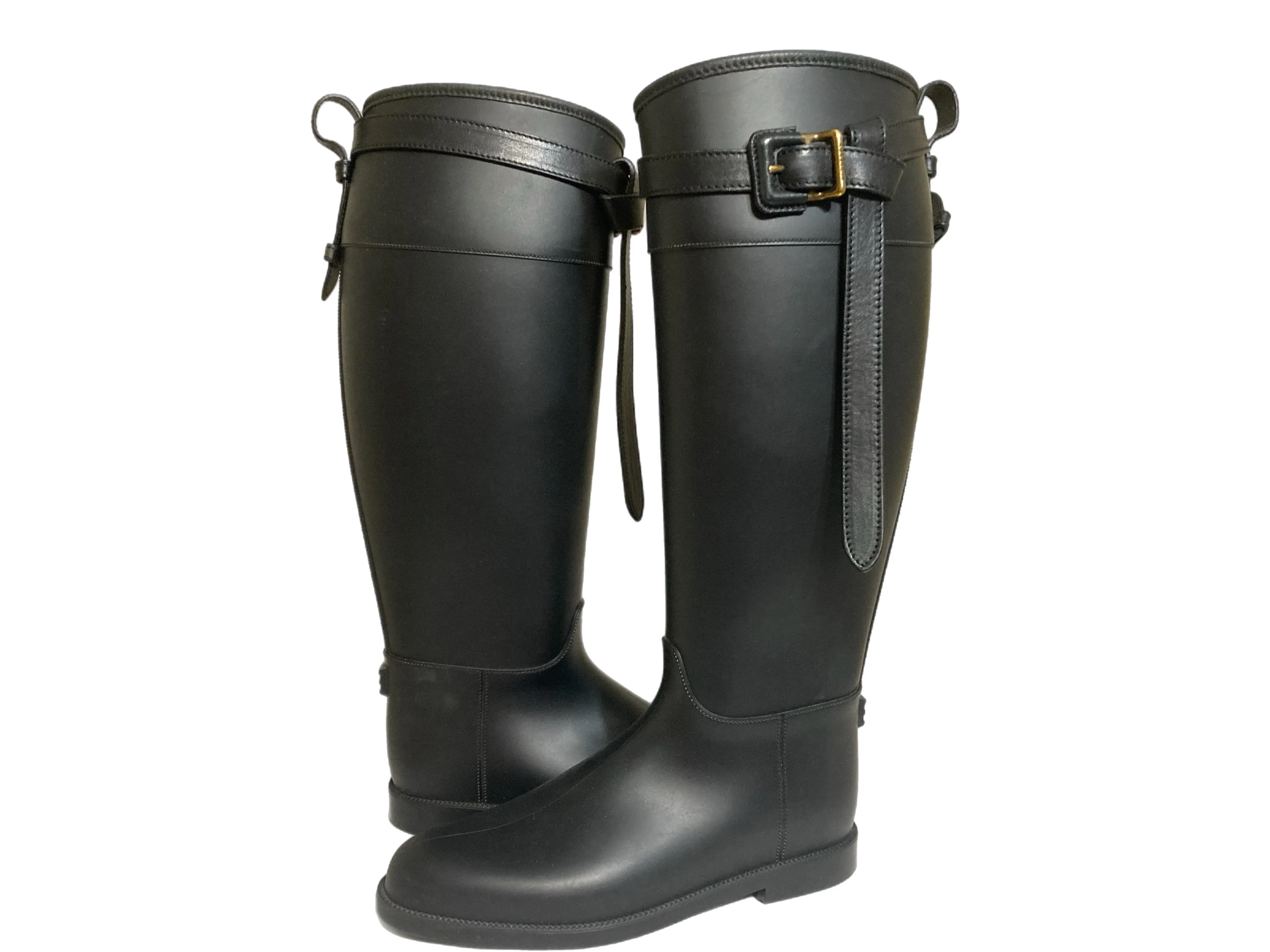 BURBERRY Tall Rubber Rain Boots Black Size 40