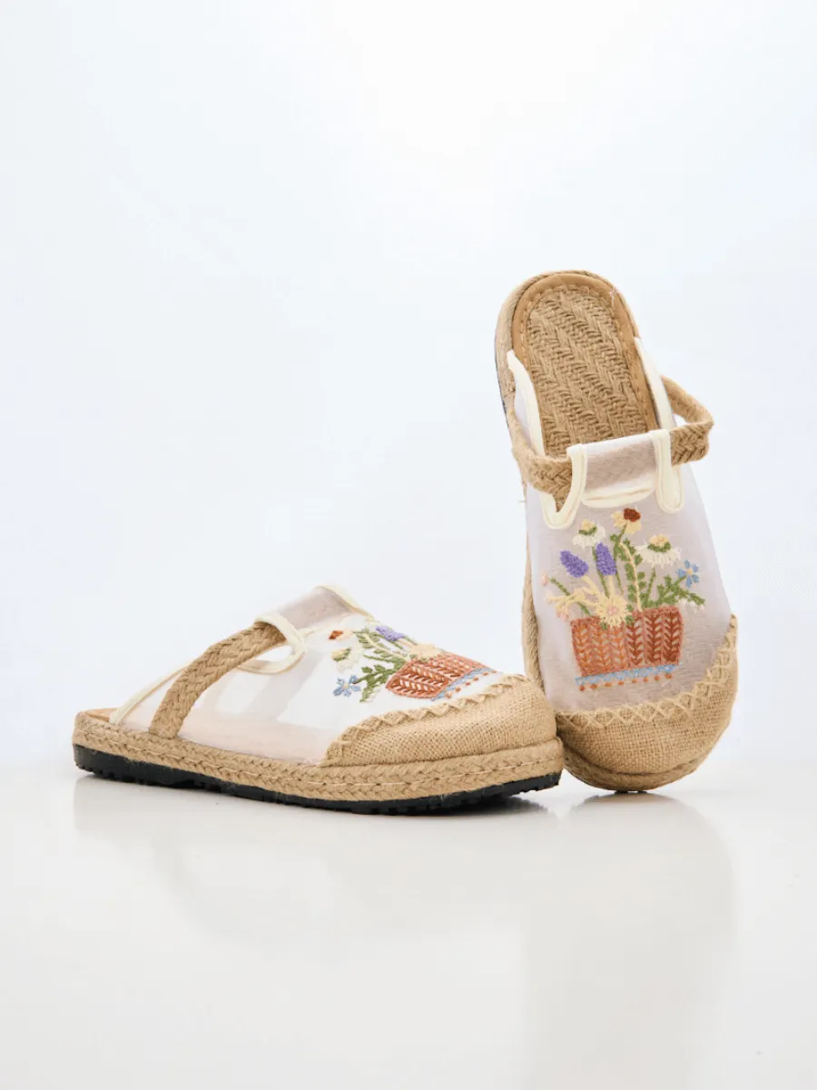 Cactus Rose | Garden Gala Embroidered Mesh Mules