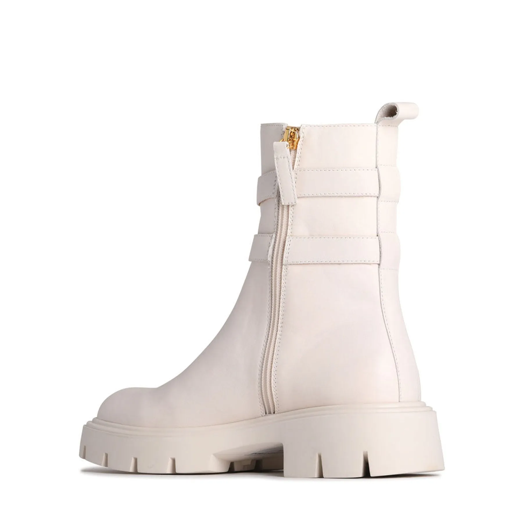 CAILY LEATHER DOUBLE BUCKLE MID BOOTS