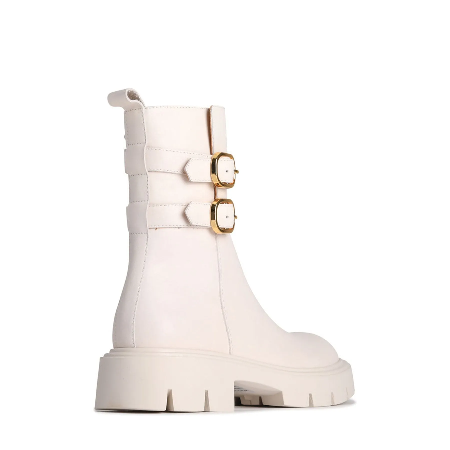 CAILY LEATHER DOUBLE BUCKLE MID BOOTS