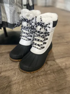 Capucine Fur Collar Contrasting Lug Sole Boots