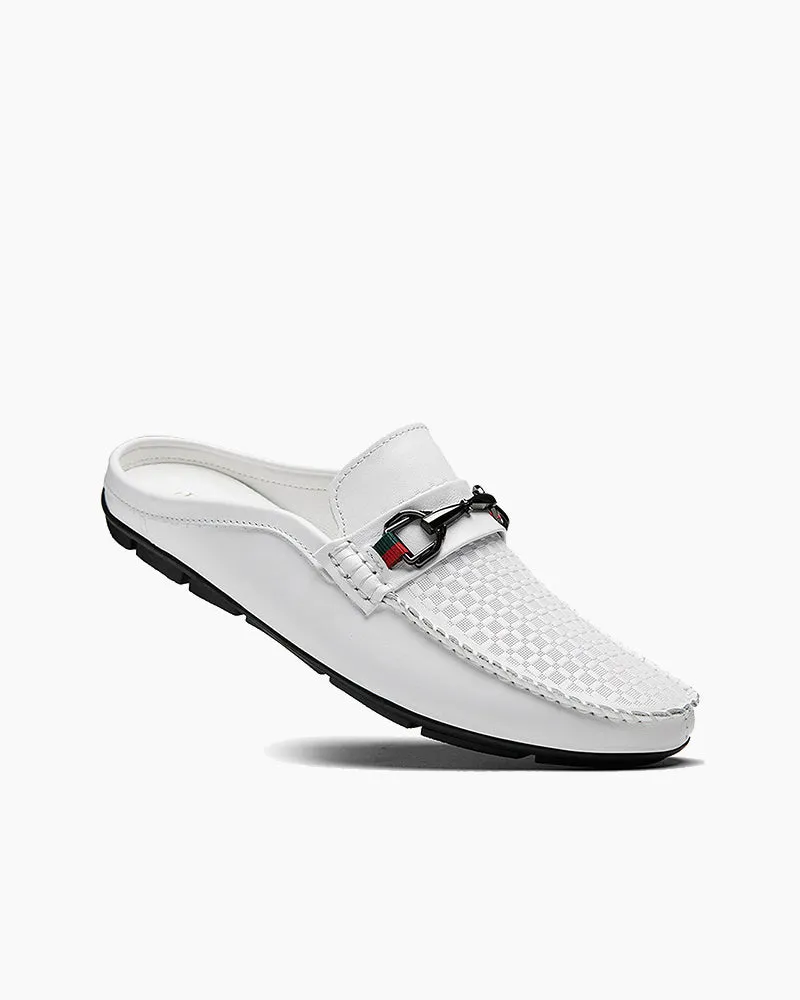 (Clean Up - US 12) Men's Casual Breathable Leather Backless Mules