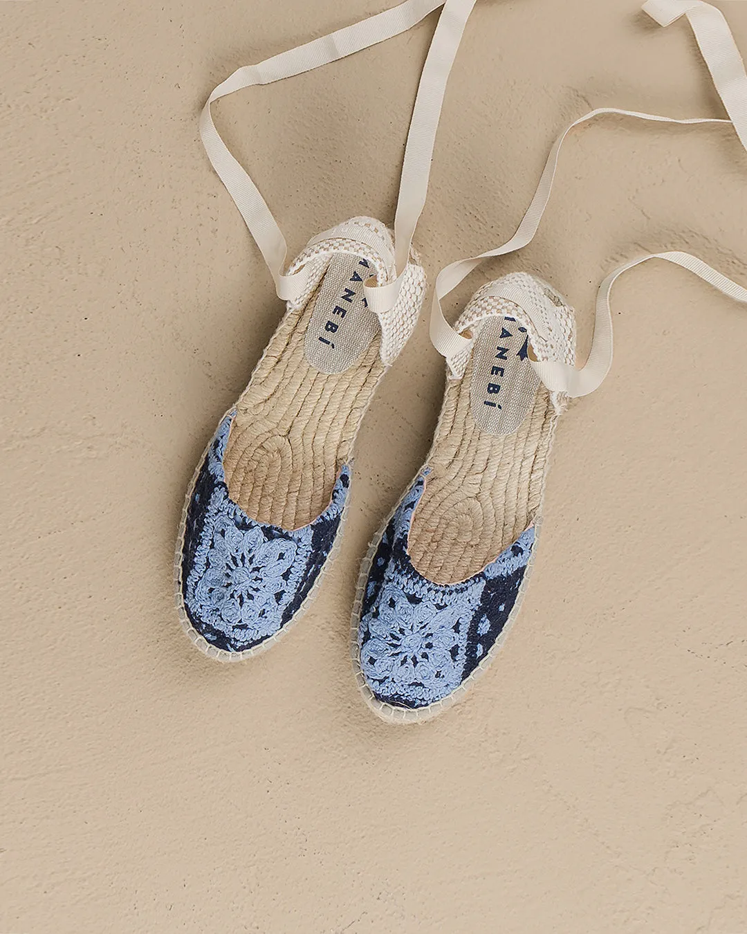 Cotton Crochet Flat Valenciana Espadrilles - G04P0 - Yucatán Indigo And Navy Blue