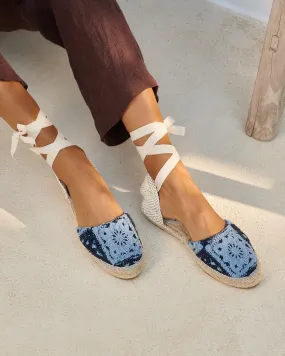 Cotton Crochet Flat Valenciana Espadrilles - G04P0 - Yucatán Indigo And Navy Blue