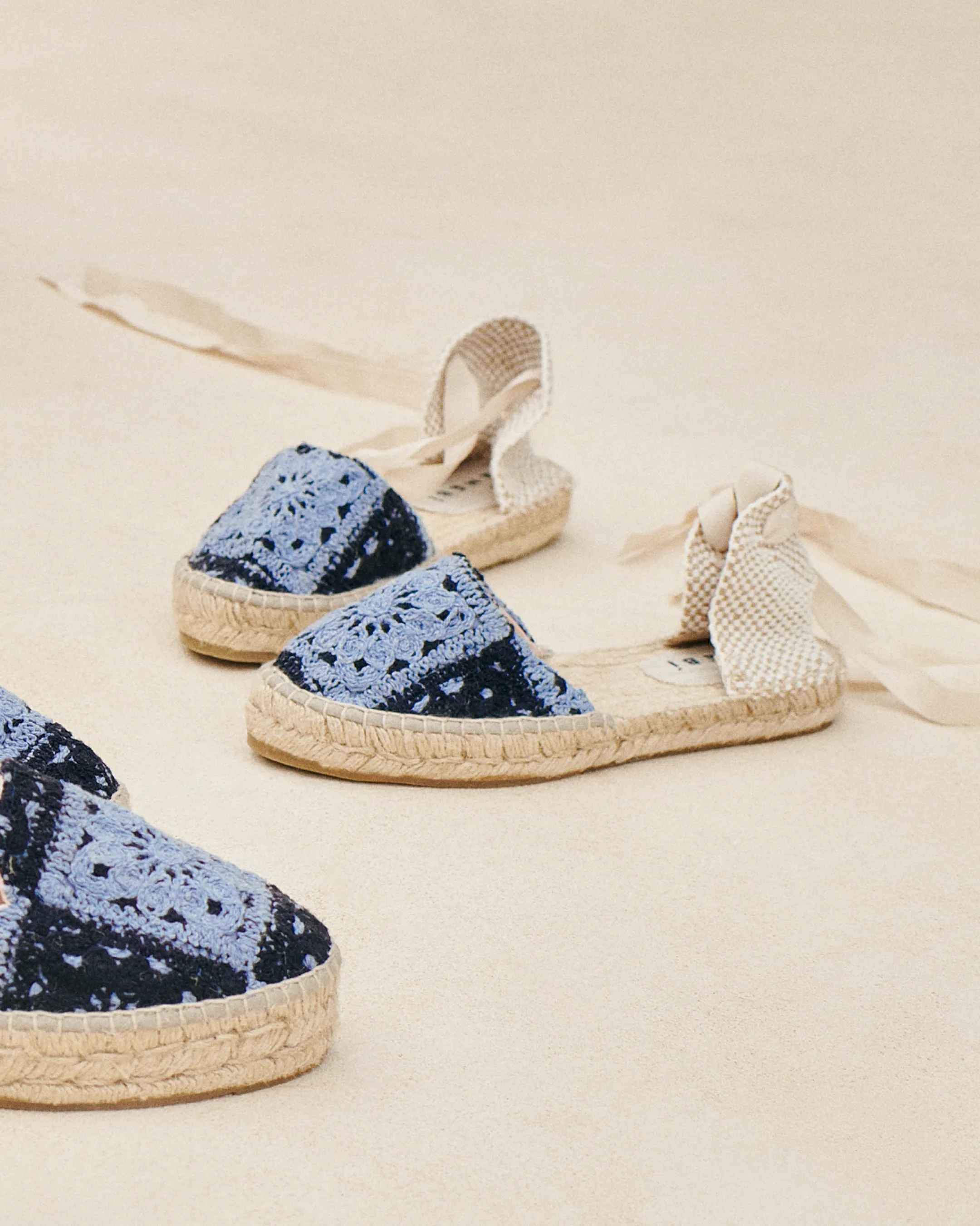 Cotton Crochet Flat Valenciana Espadrilles - G04P0 - Yucatán Indigo And Navy Blue
