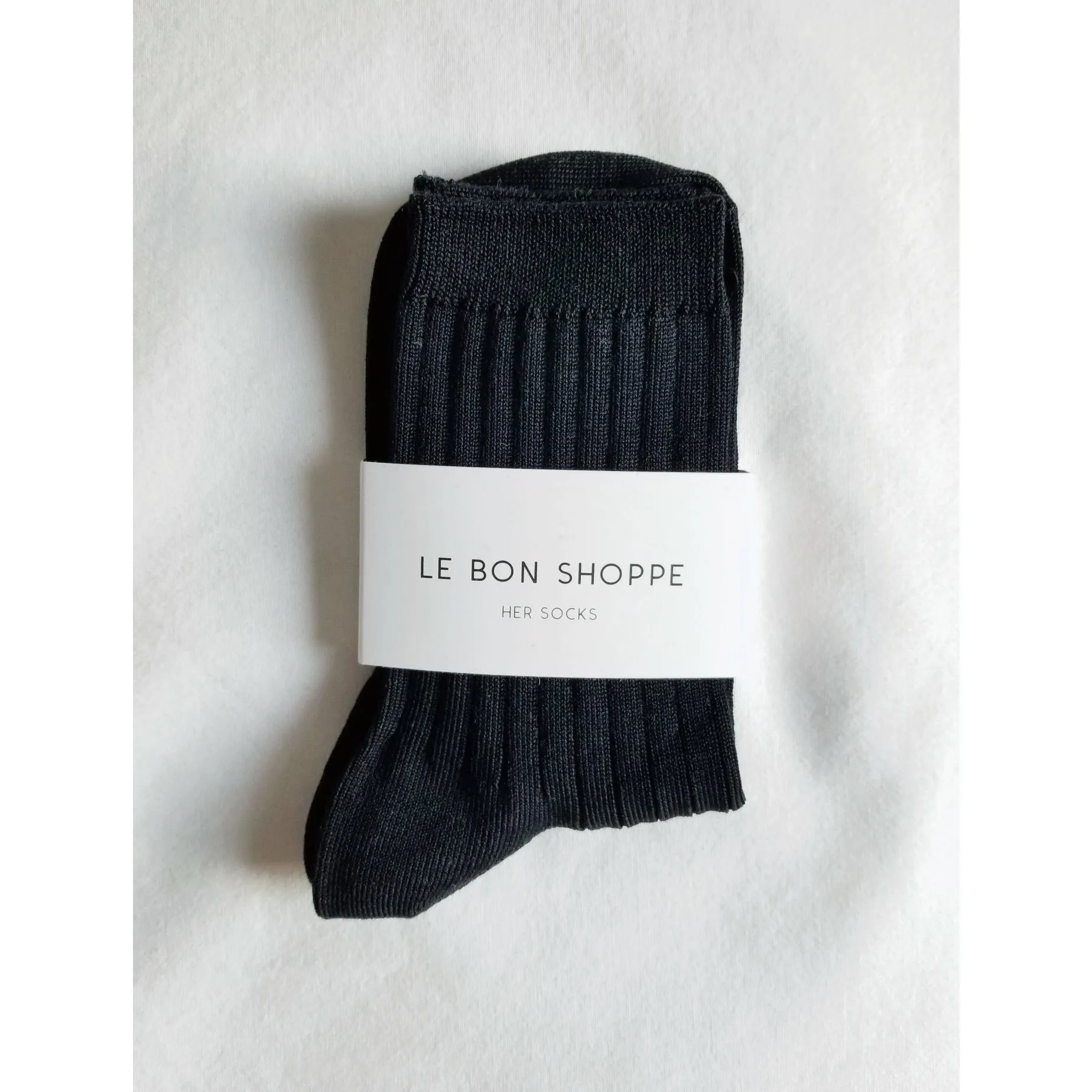 Cotton Ribbed Socks - True Black