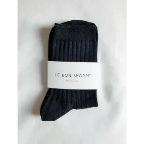 Cotton Ribbed Socks - True Black