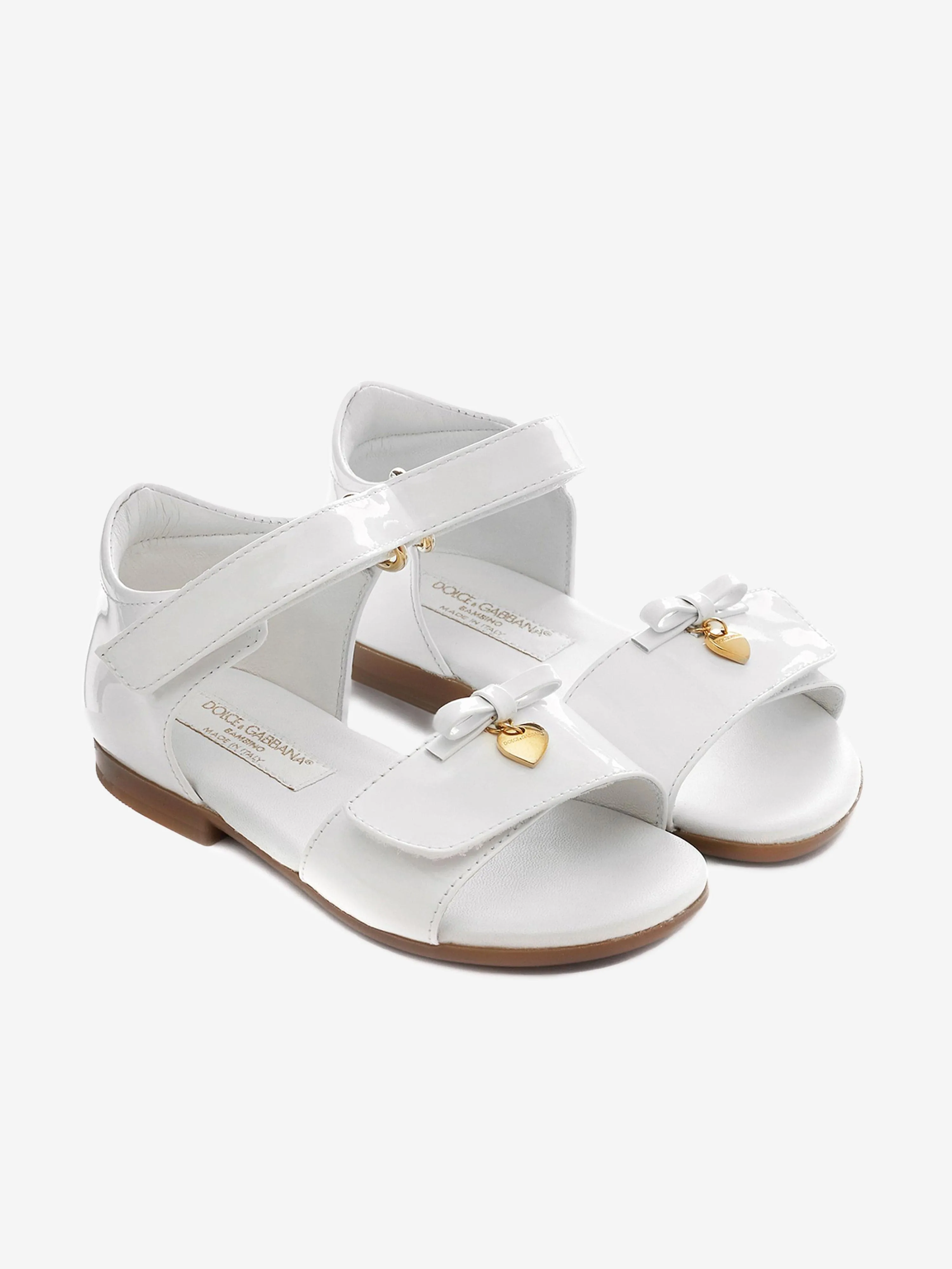 Dolce & Gabbana Girls White Patent Leather Sandals