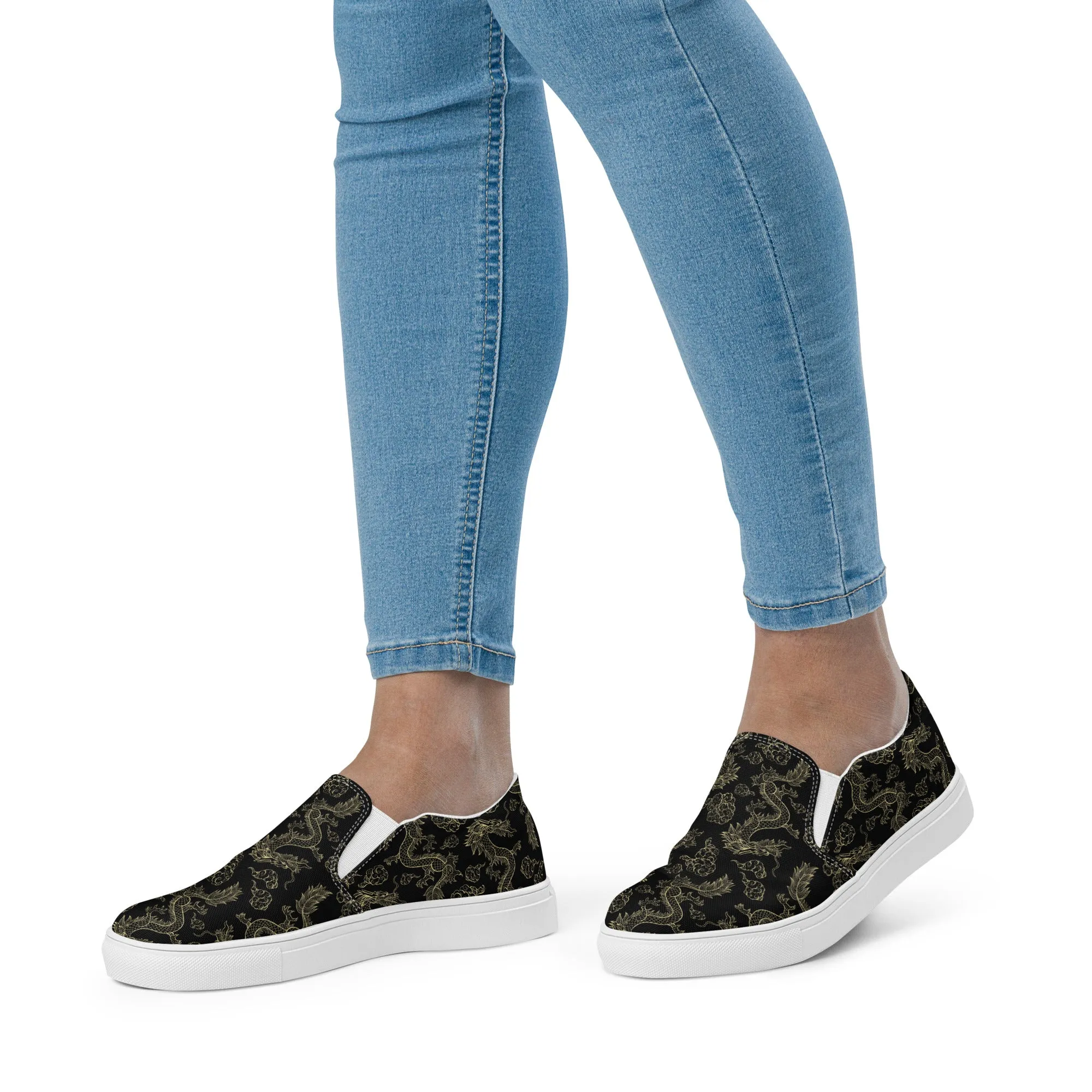 Dragon Print Women’s slip-on canvas shoes, Year Of The Dragon Shoes, Dragon Design
