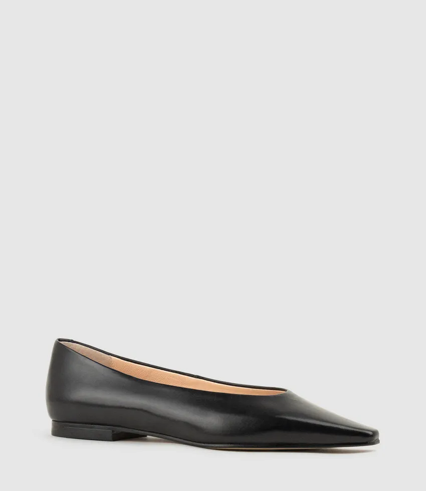 ENNIS Chiselled Skimmer Pump in Black Calf