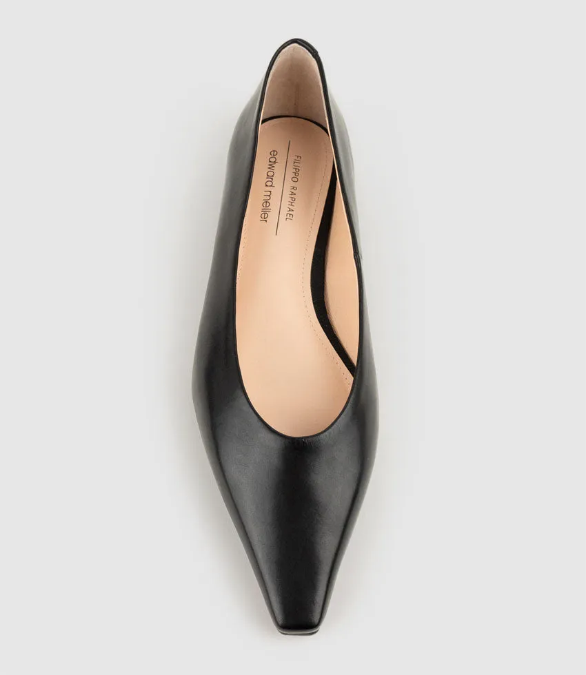 ENNIS Chiselled Skimmer Pump in Black Calf