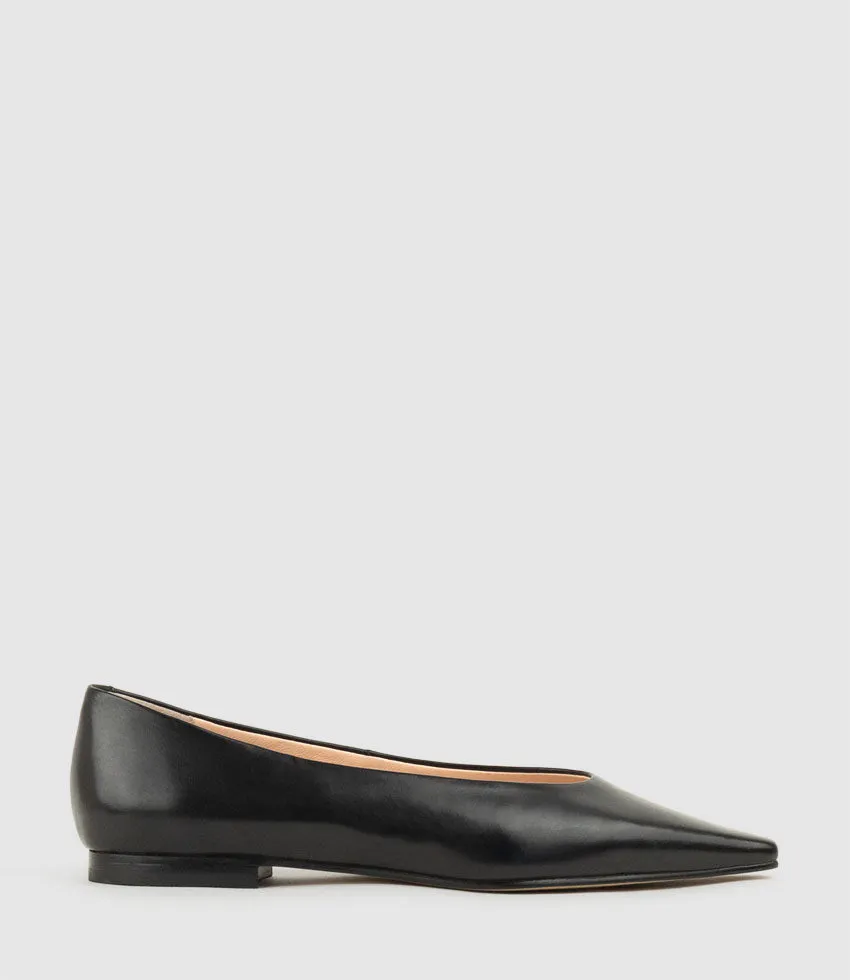 ENNIS Chiselled Skimmer Pump in Black Calf