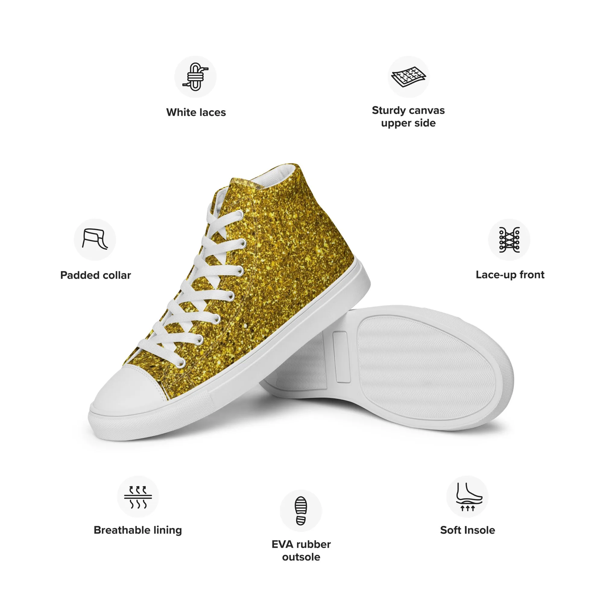Gold Dust Print Women’s high top canvas shoes
