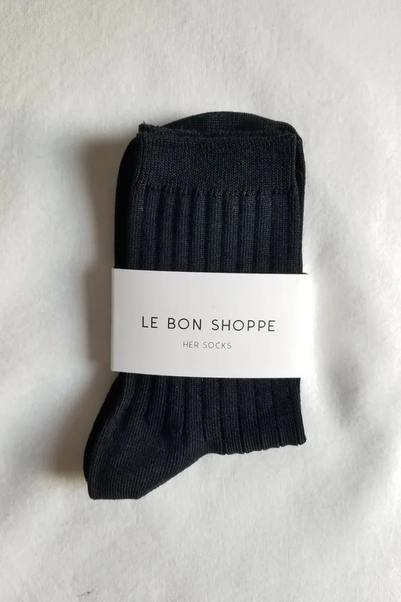 Her Cotton Socks | True Black
