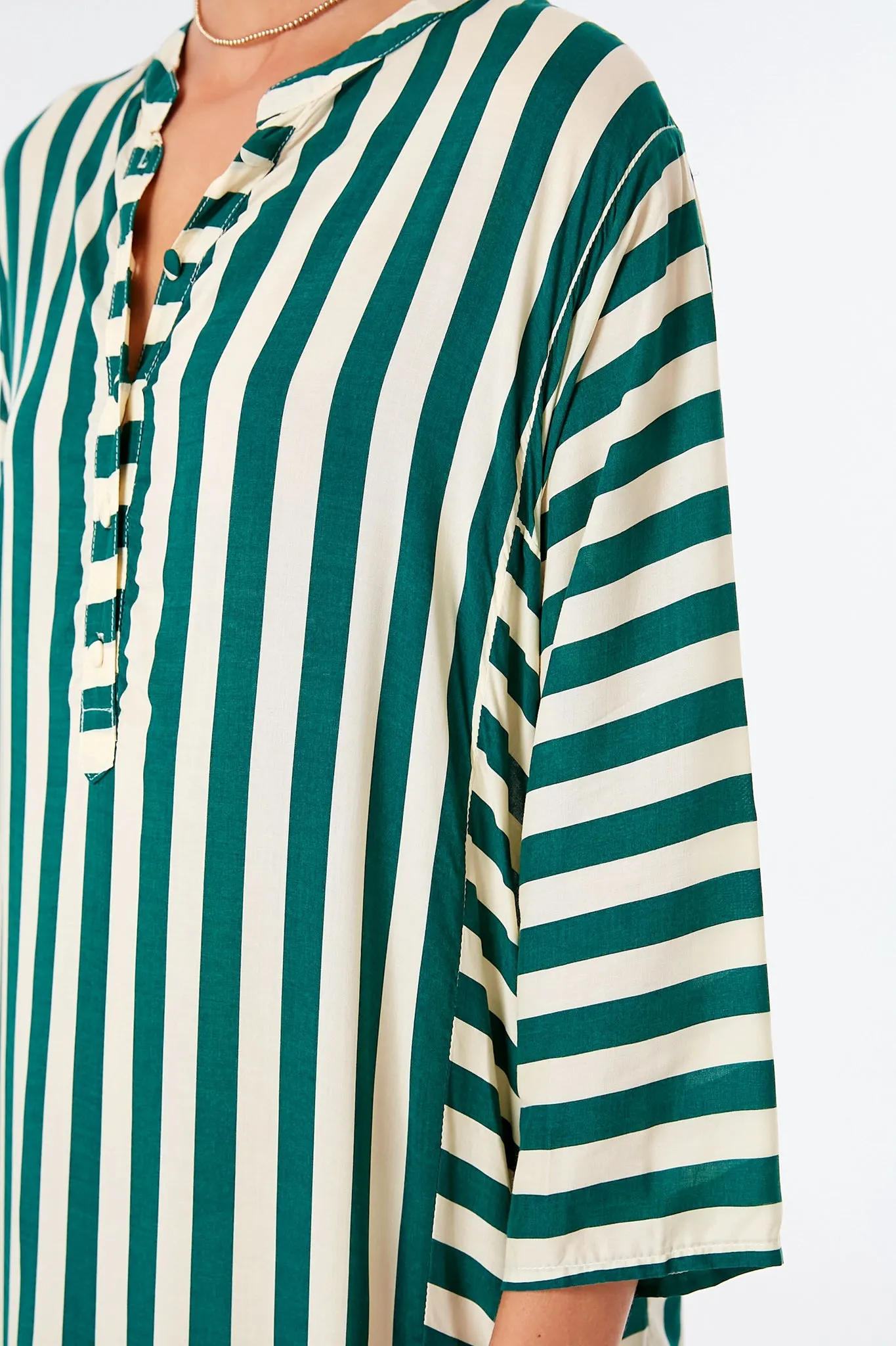 Ivory and Green Stripe Isobel Dress
