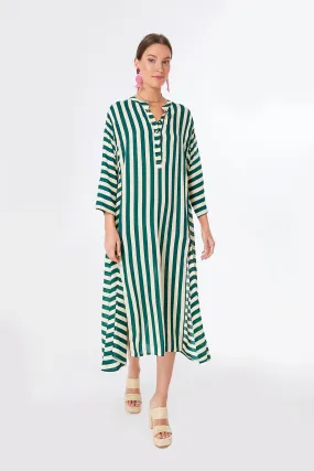 Ivory and Green Stripe Isobel Dress