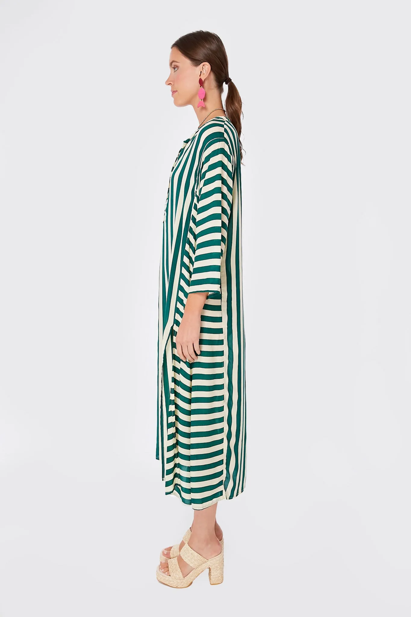 Ivory and Green Stripe Isobel Dress