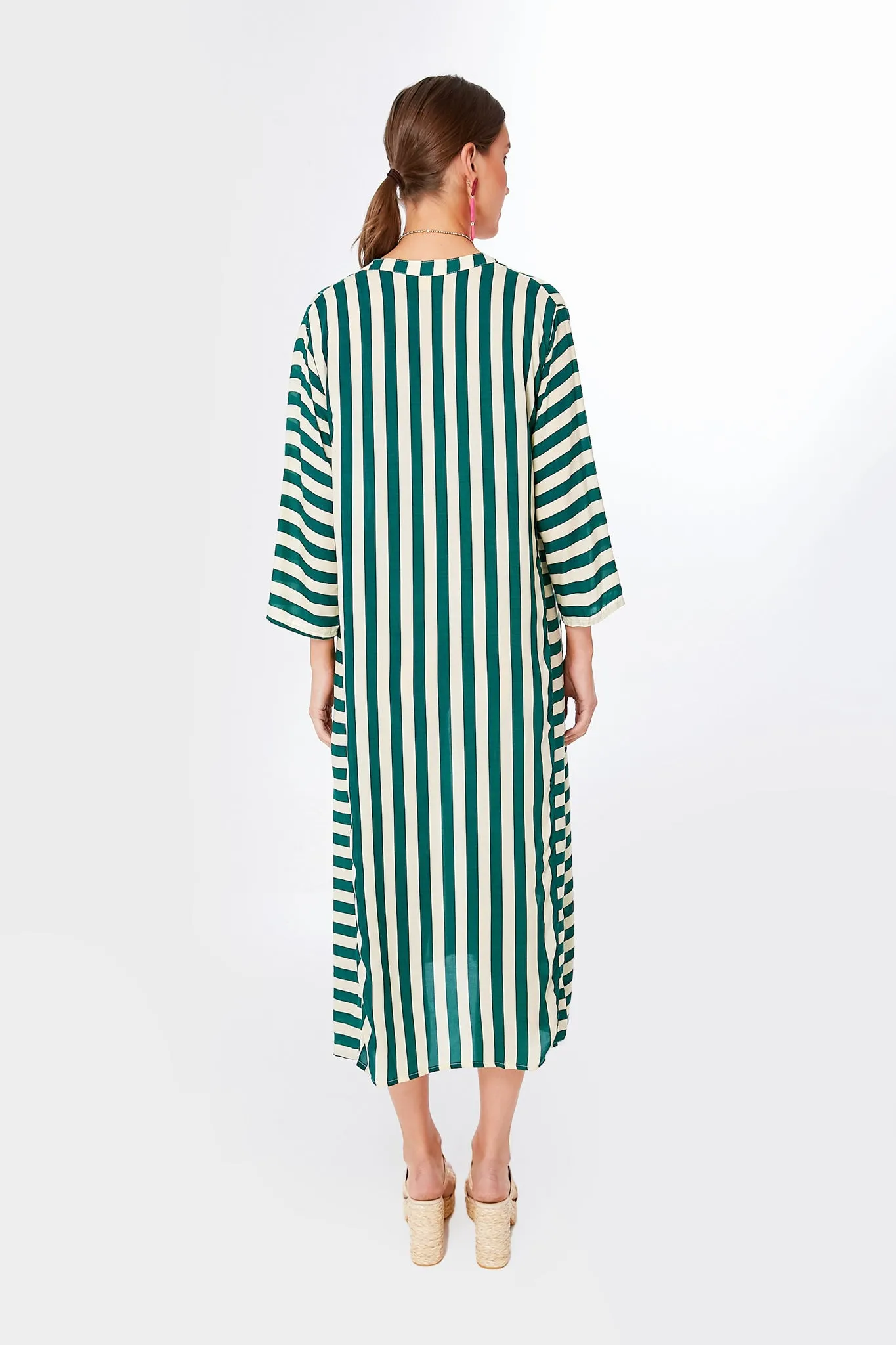 Ivory and Green Stripe Isobel Dress