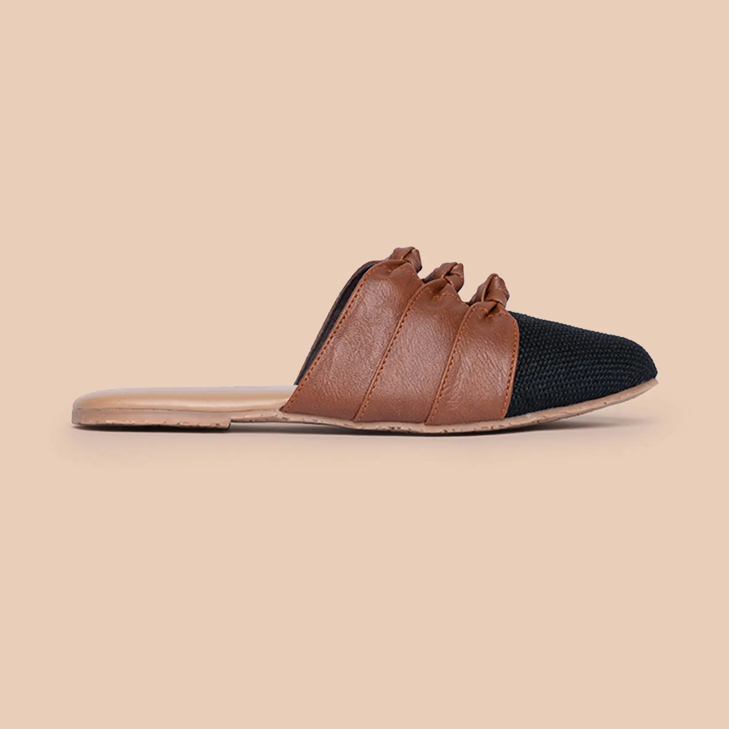 Jet Black Knotted Mules