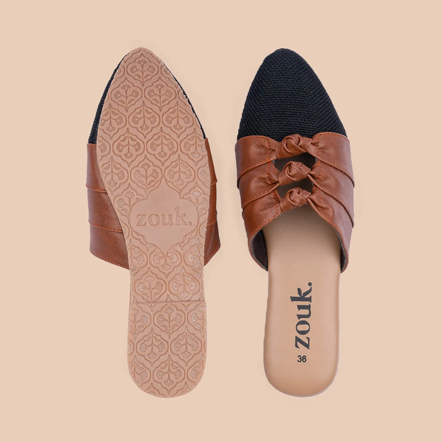 Jet Black Knotted Mules