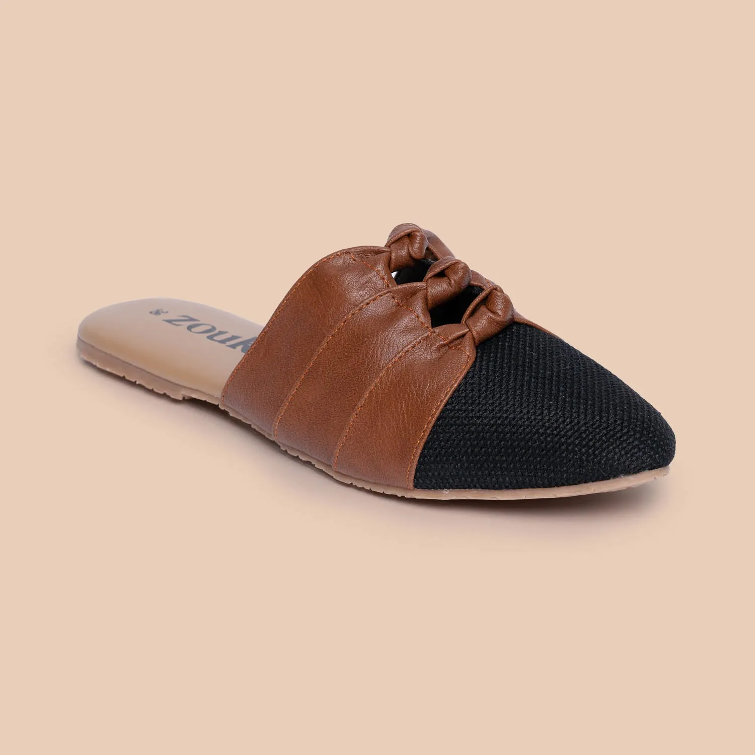 Jet Black Knotted Mules