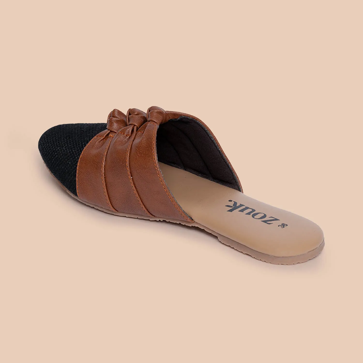 Jet Black Knotted Mules