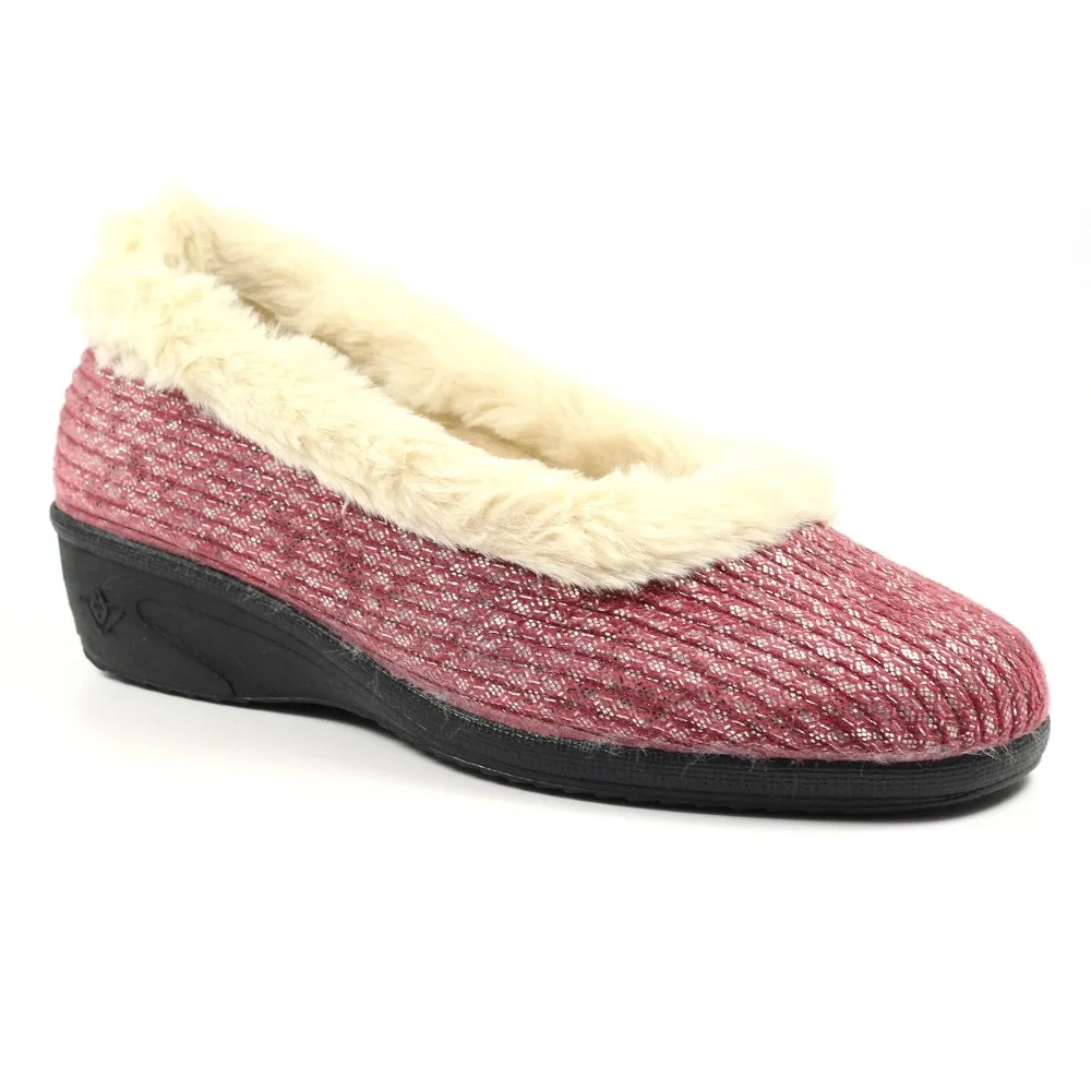 Lunar Marlene Ladies Fleece Trim Full Slipper