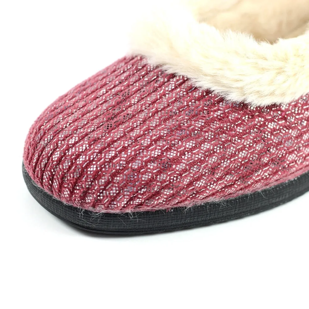 Lunar Marlene Ladies Fleece Trim Full Slipper
