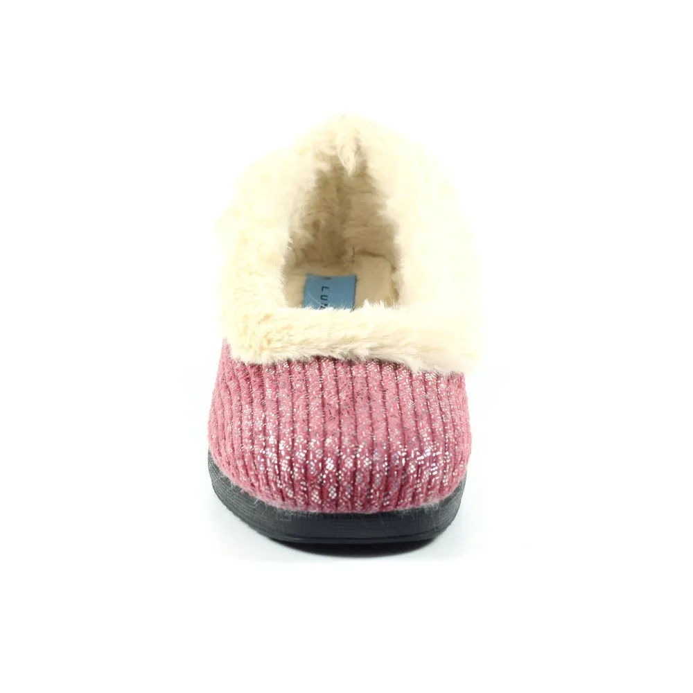 Lunar Marlene Ladies Fleece Trim Full Slipper