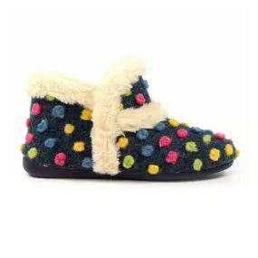 Lunar Women's KLA231 Latte Bootie Slippers Navy Blue