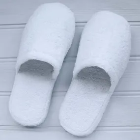 Maine Deep Sole Luxury Towelling Closed Toe Slippers White