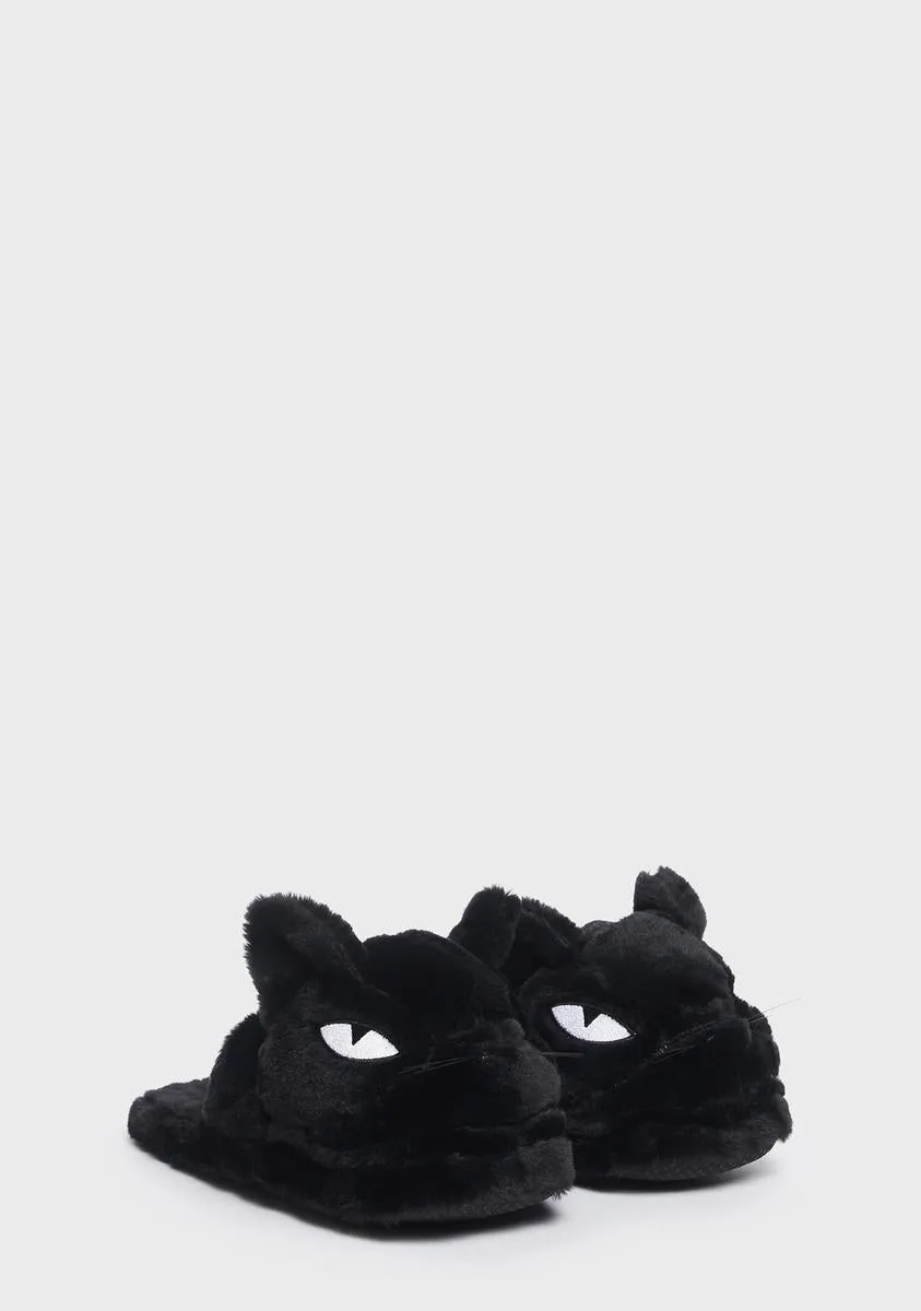 Menacing Meow Faux Fur Slippers
