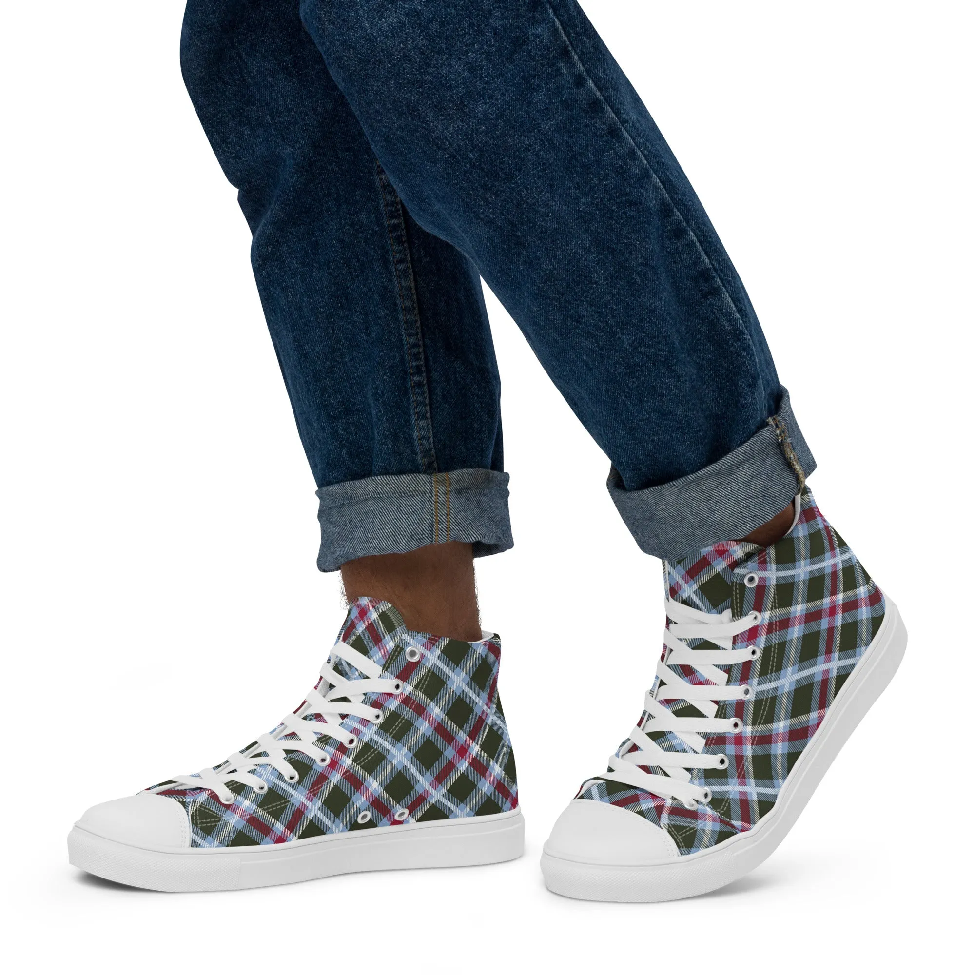 Men’s Plaid high top canvas shoes
