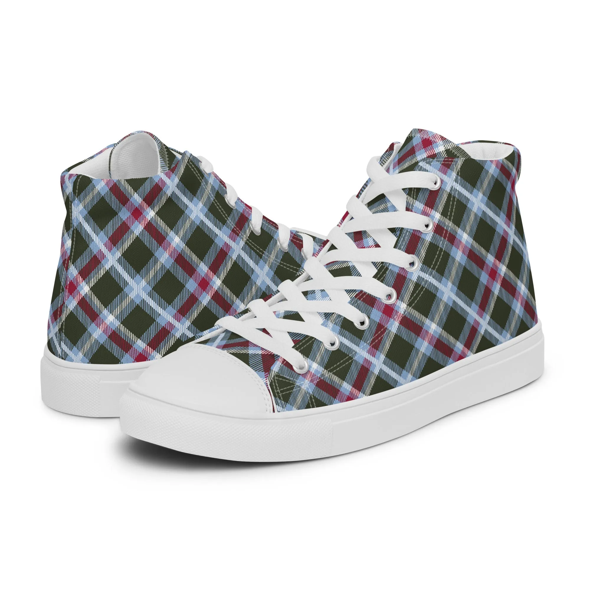 Men’s Plaid high top canvas shoes