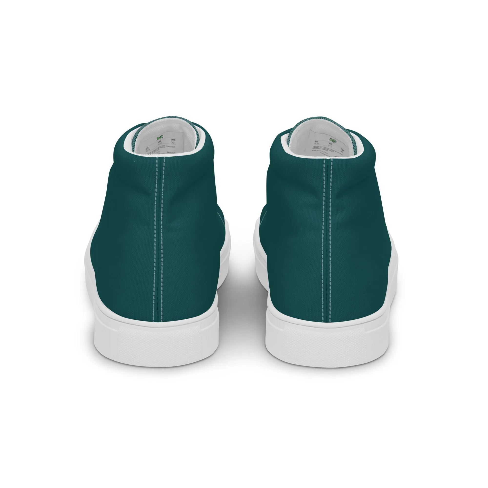 Men’s Smoke Green high top canvas shoes, Men's Dark Green High Top Sneakers