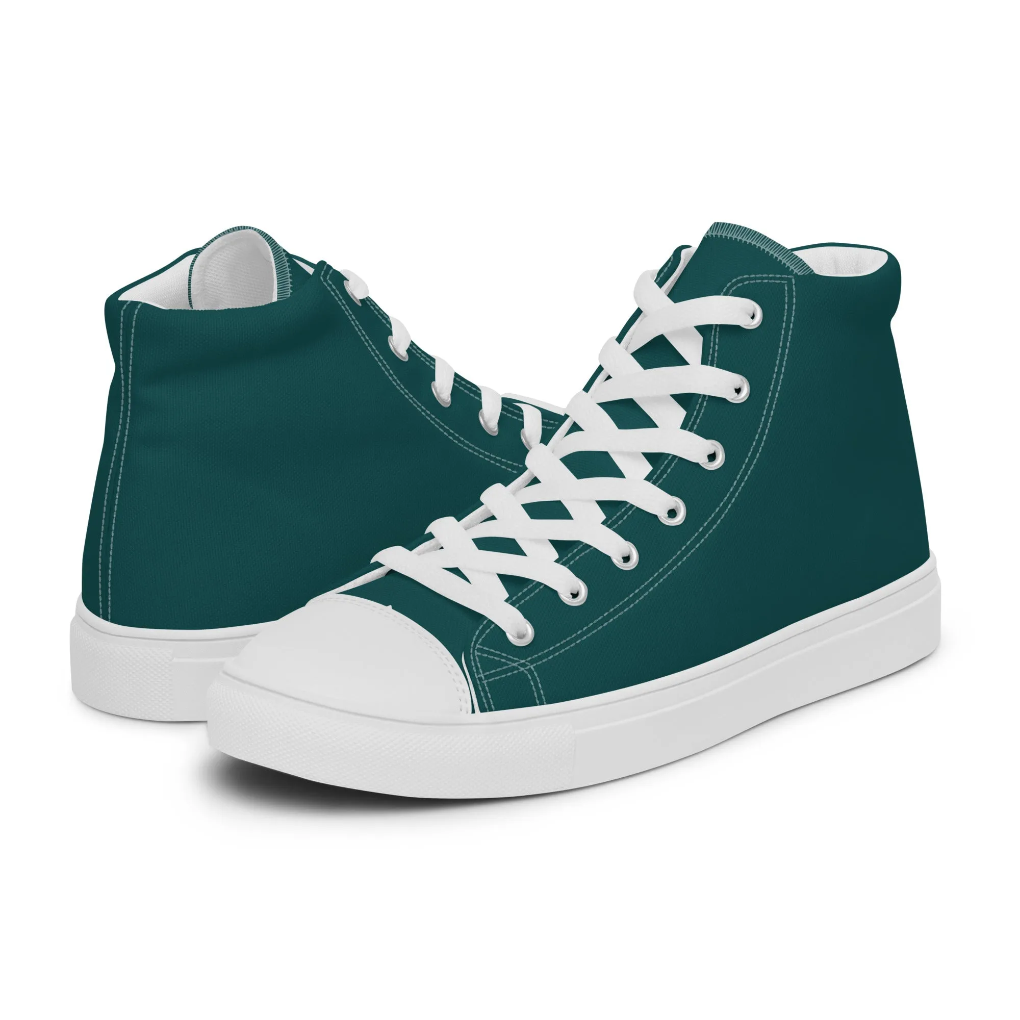 Men’s Smoke Green high top canvas shoes, Men's Dark Green High Top Sneakers