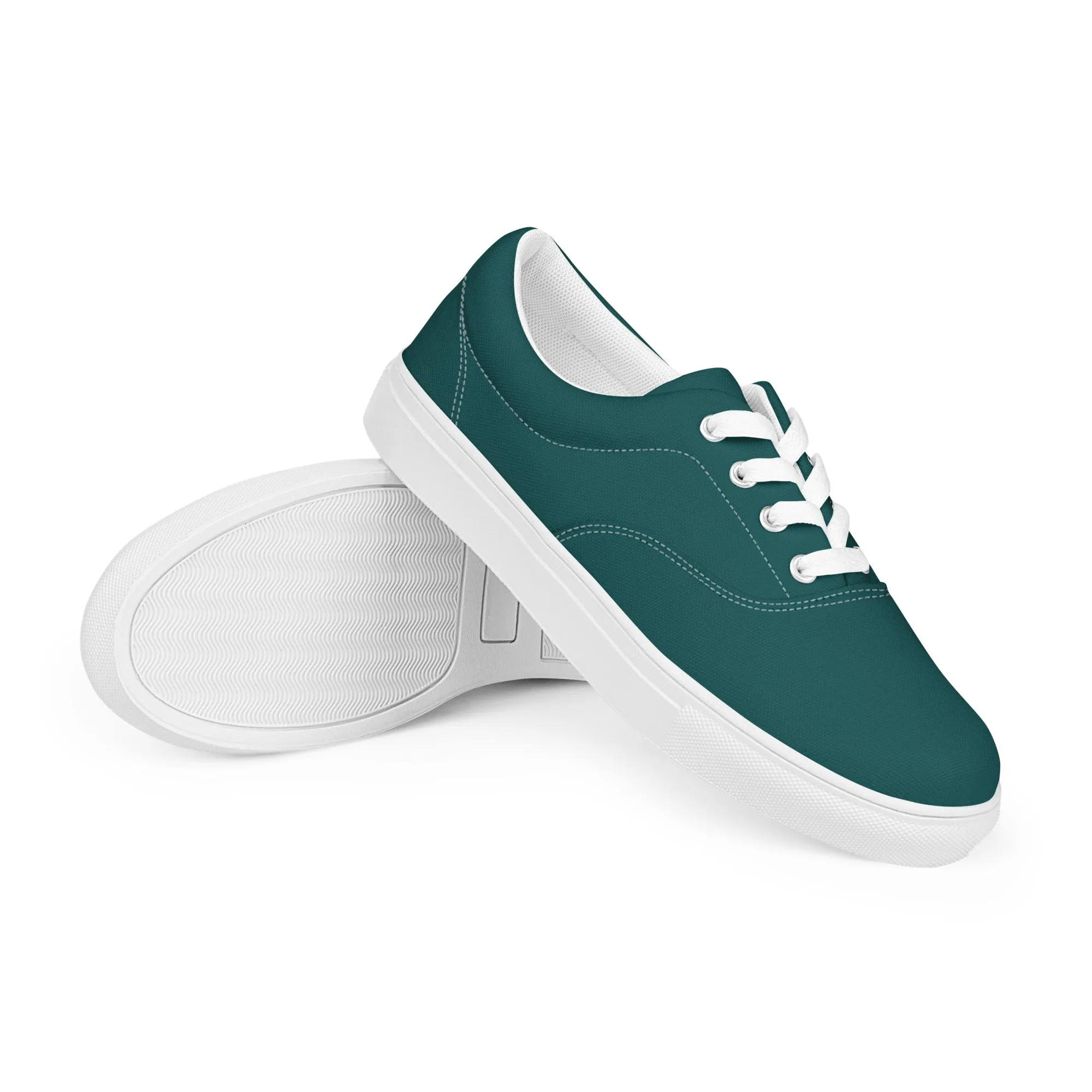 Men’s Smoke Green lace-up canvas shoes, Men's Dark Green Canvas Shoes
