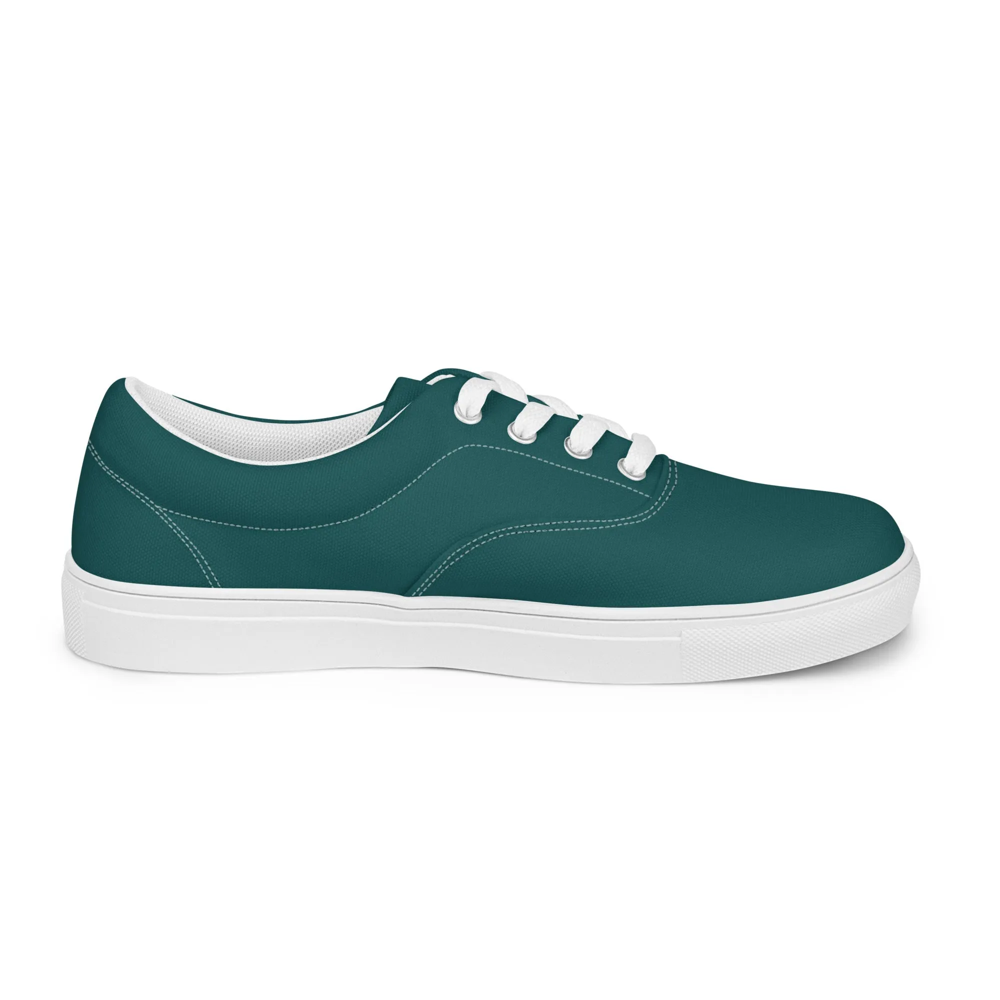Men’s Smoke Green lace-up canvas shoes, Men's Dark Green Canvas Shoes