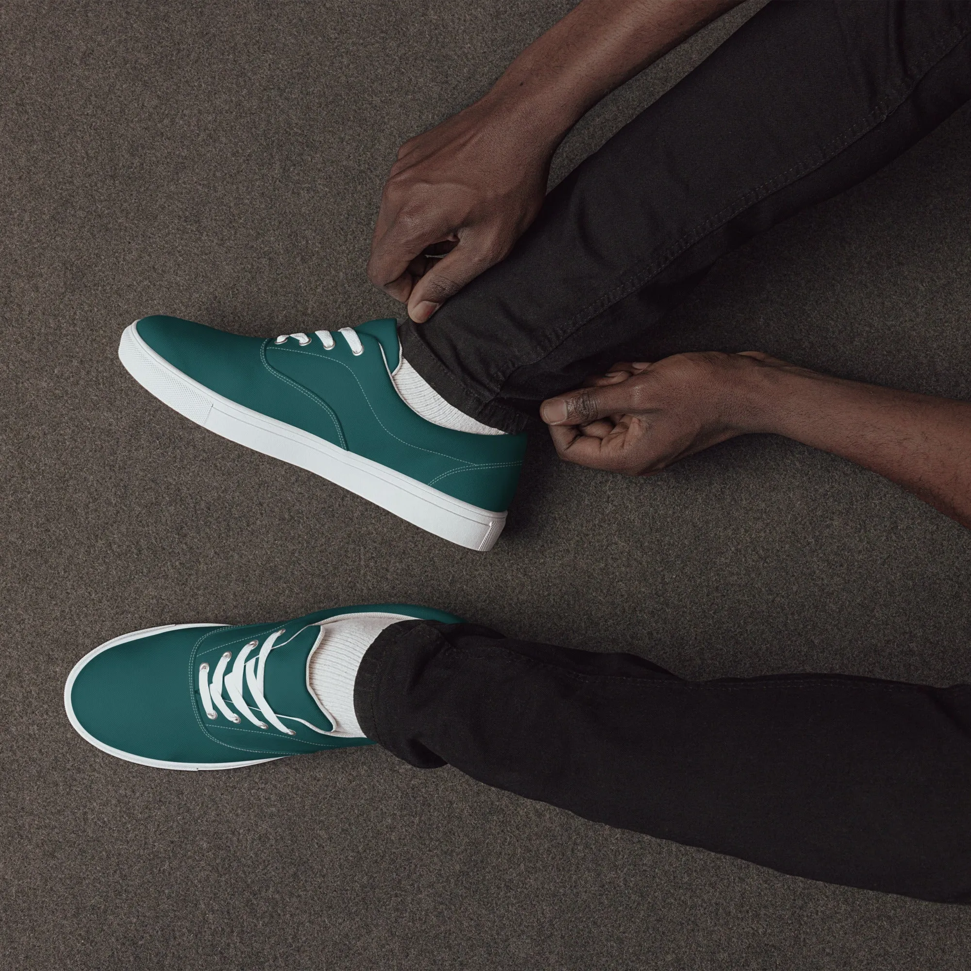 Men’s Smoke Green lace-up canvas shoes, Men's Dark Green Canvas Shoes