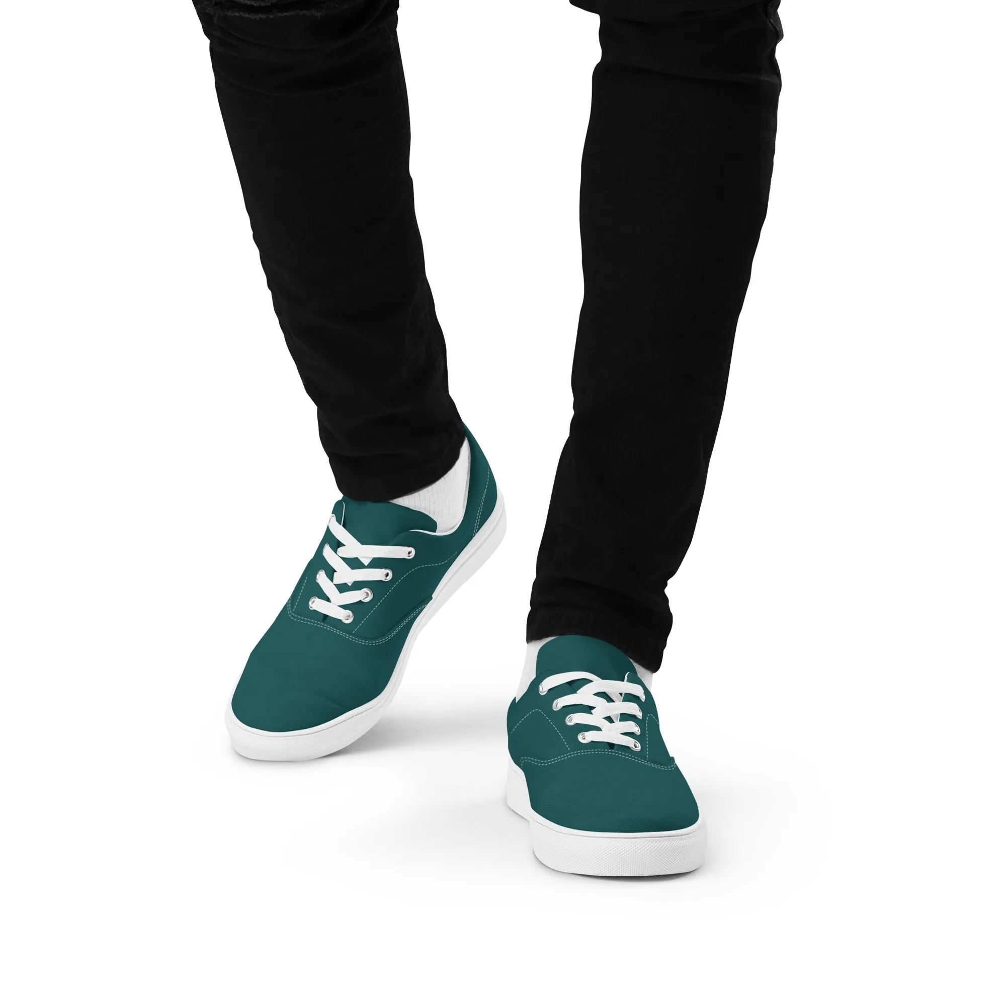 Men’s Smoke Green lace-up canvas shoes, Men's Dark Green Canvas Shoes